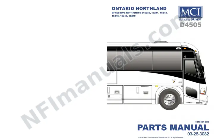 D4505 Ontario Northland Parts Manual 03 26 3082, Effective with VIN Units 15239 15249 first-page preview