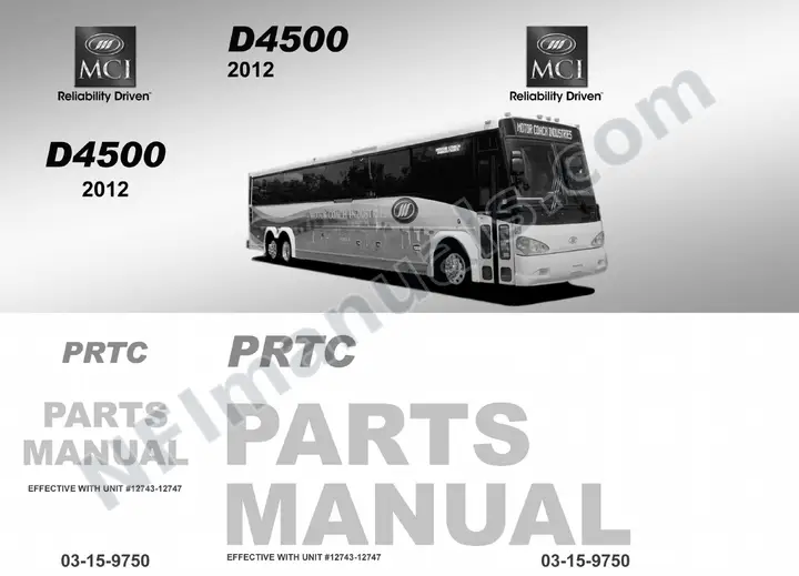 D4500 PRTC Parts Manual 03 15 9725, Effective with VIN Units 12743 12747 first-page preview