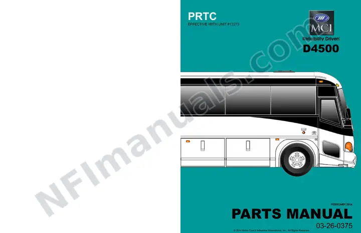D4500 PRTC Parts Manual 03 26 0375, Effective with VIN Unit 13273 first-page preview