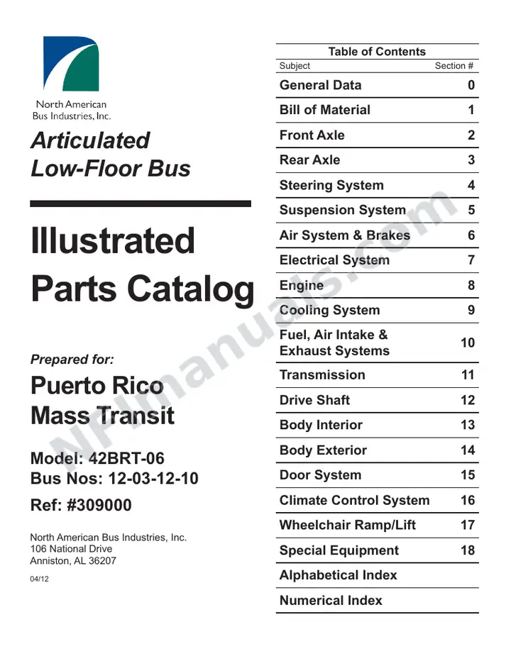 SR9257 (309000) Parts Manual, Puerto Rico first-page preview