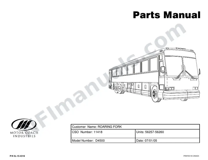 D4500 Parts Manual, Roaring Fork Vol. 1, 2003 for Units 56257-56260 first-page preview