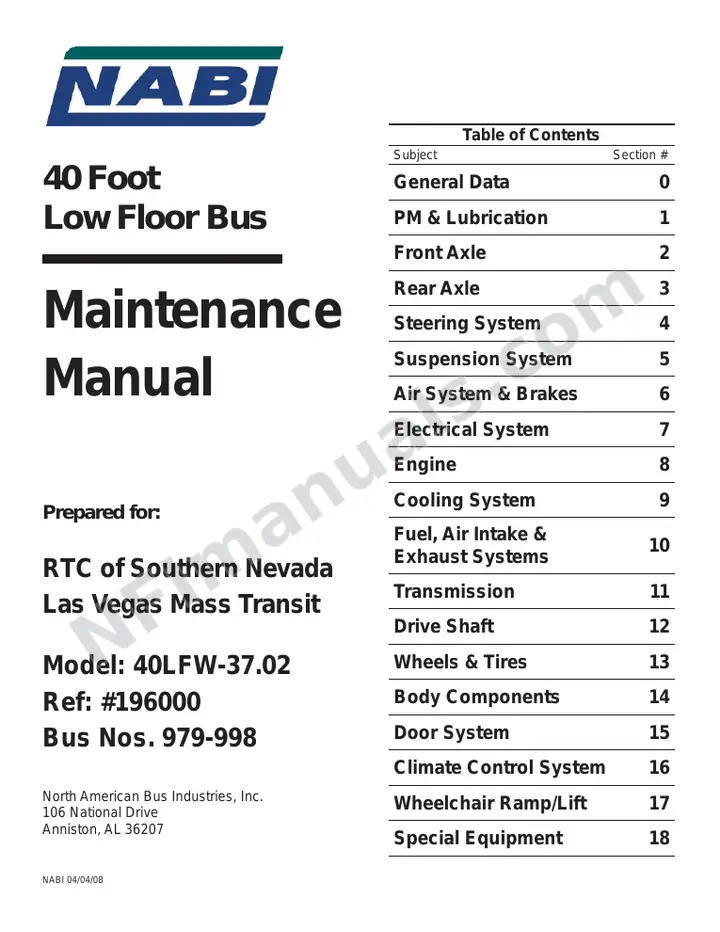 SR9154 (196000) Service Manual, RTC Las Vegas first-page preview