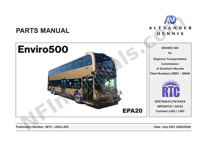 RTC 2875 - L502 - L503 chassis/body parts manual first-page preview