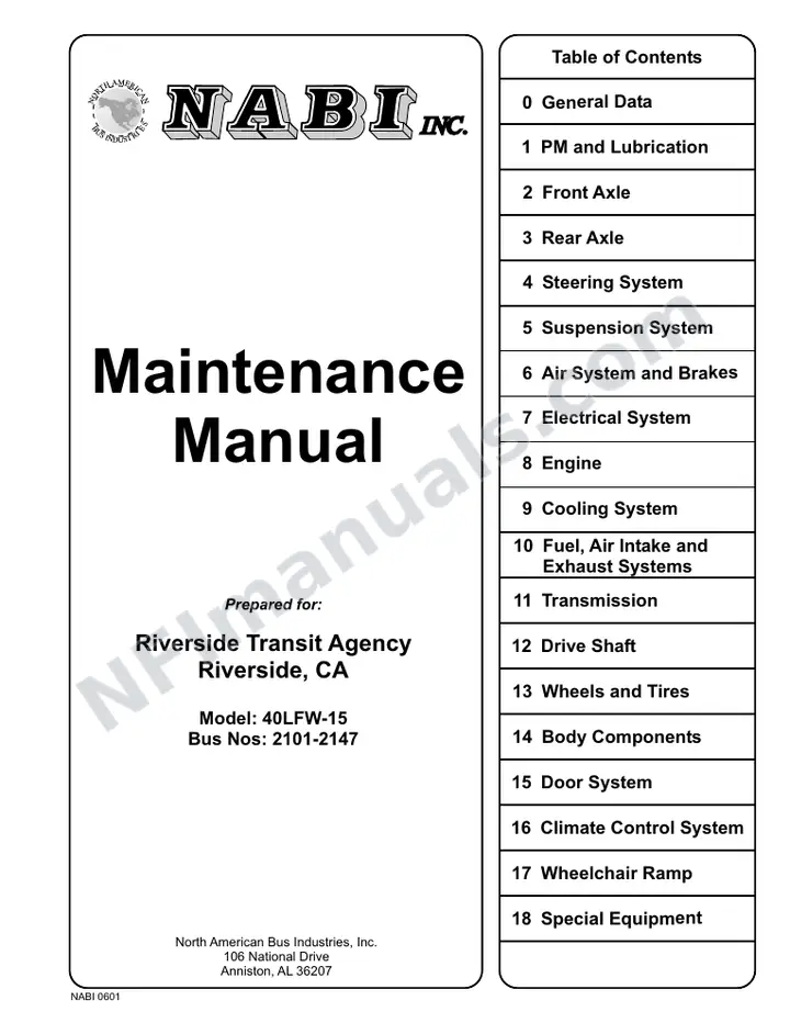SR9050 (64000) Service Manual, Riverside Transit Agency first-page preview