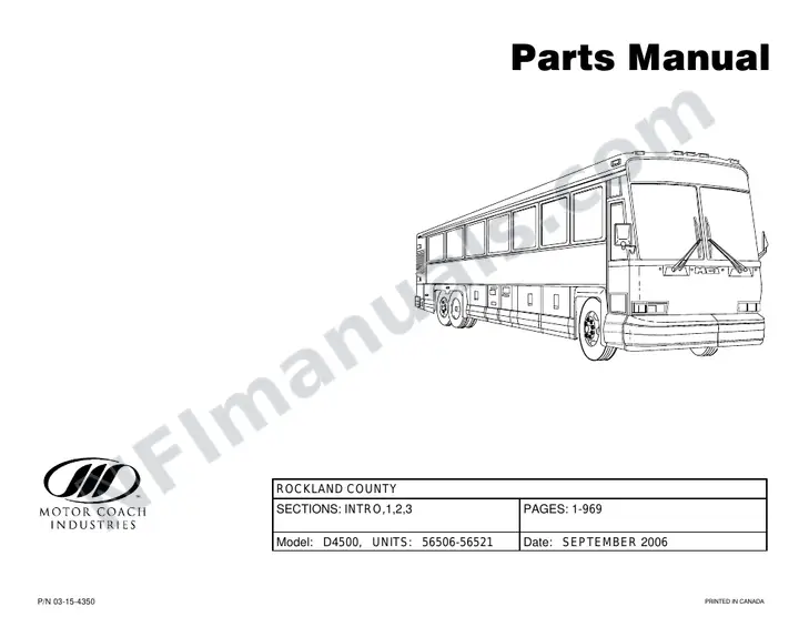 D4500 Rockland County Parts Manual, 2004 for Units 56506-56521 first-page preview