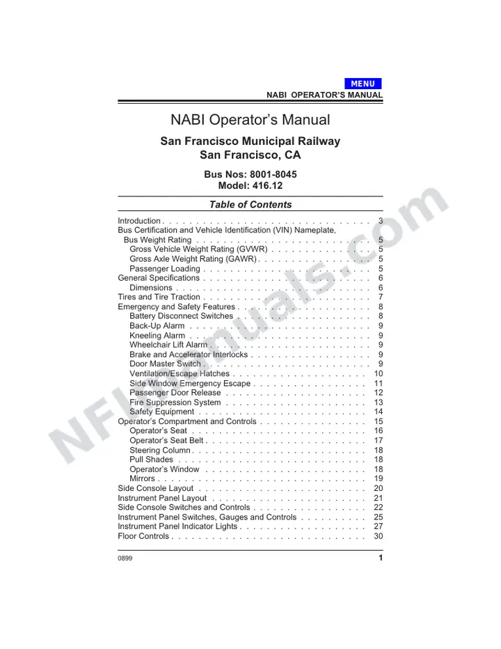 SR9031 (41000) Operator’s Manual, San Francisco MUNI first-page preview