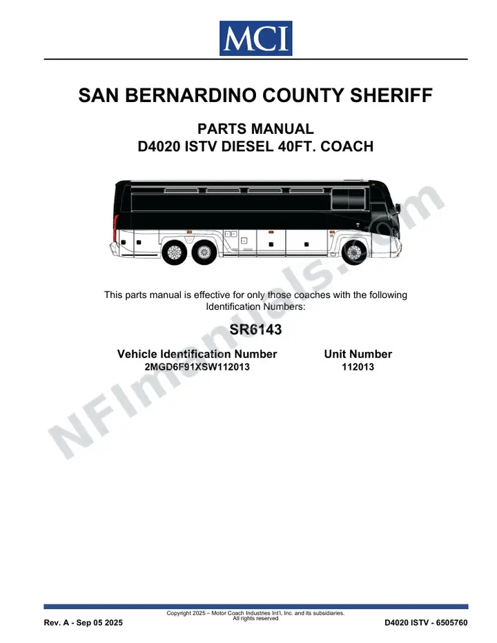 SR6143 Parts Manual, San Bernardino County Sheriff first-page preview