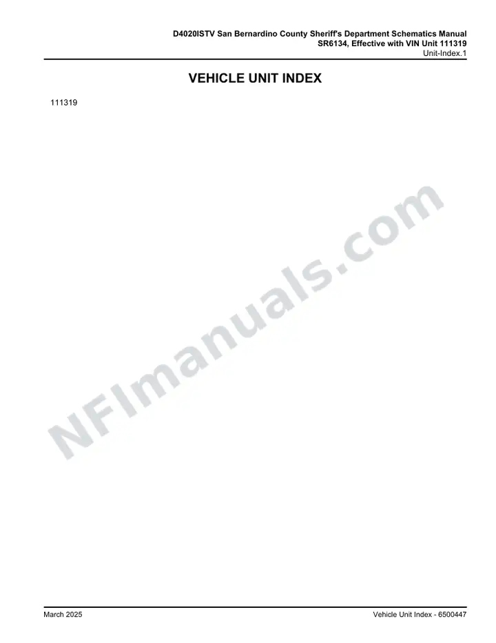 D4020ISTV San Bernardino County Sheriff's Department Schematics Manual SR6134, Effective with VIN Unit 111319 first-page preview