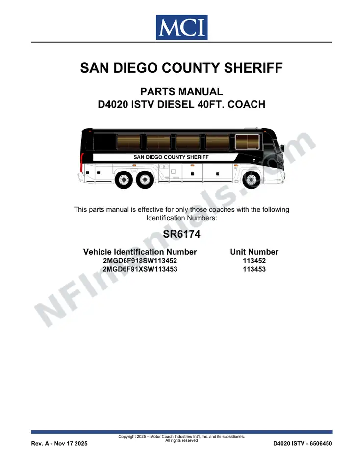 SR6174 Parts Manual, San Diego County Sheriff first-page preview