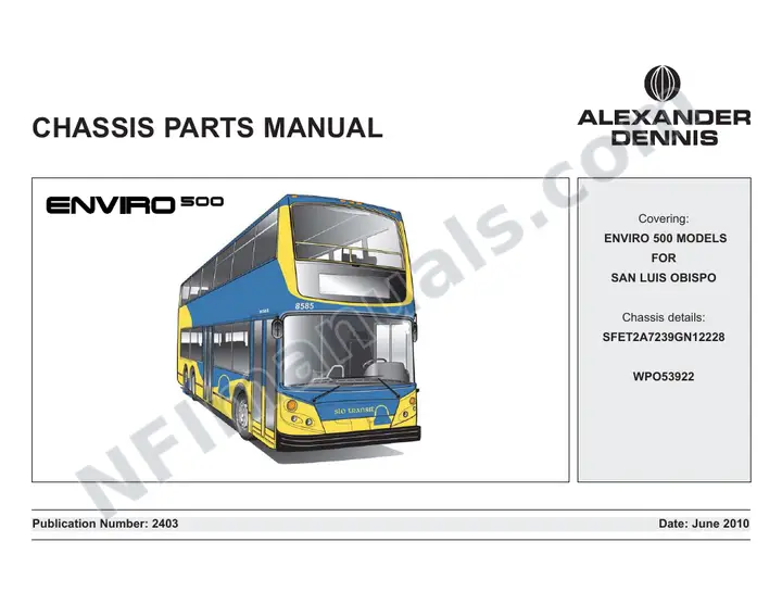 San Luis Obispo, 2403 Chassis Parts Manual first-page preview