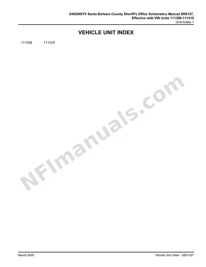 D4020ISTV Santa Barbara County Sheriff's Office Schematics Manual SR6127, Effective with VIN Units 111309-111310 first-page preview