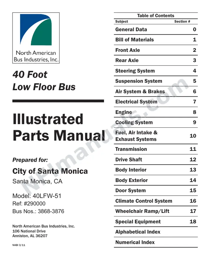 SR9238 (290000) Parts Manual, Santa Monica first-page preview