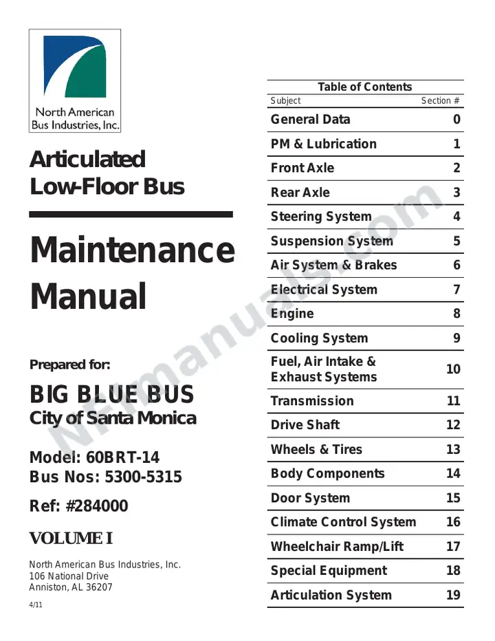 SR9232 (284000) Service Manual, Santa Monica Big Blue Bus first-page preview