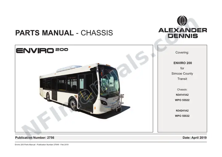 Simcoe County Transit, 2756 Chassis Parts Manual first-page preview