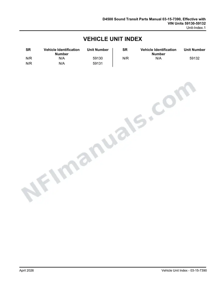 D4500 Sound Transit Parts Manual 03 15 7390, Effective with VIN Units 59130 59132 first-page preview