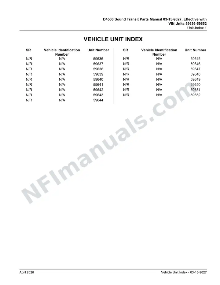 D4500 Sound Transit Parts Manual 03 15 9027, Effective with VIN Units 59636 59652 first-page preview