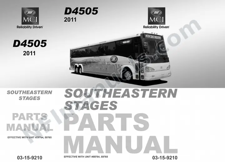 D4505 Southeastern Stages, Georgia Parts Manual 03 15 9210, Effective with VIN Units 59764 59765 first-page preview