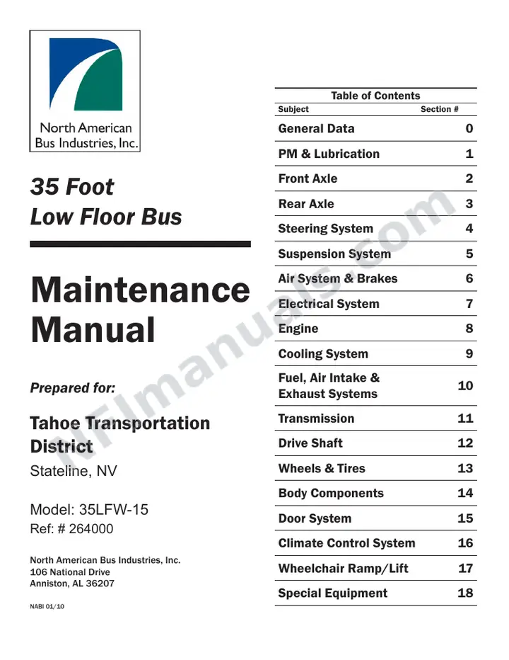 SR9213 (264000) Service Manual, Tahoe Transportation District first-page preview