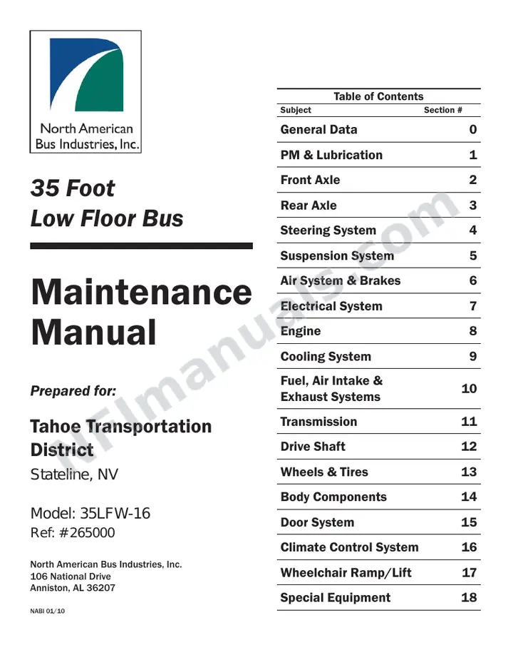 SR9214 (265000) Service Manual, Tahoe Transportation District first-page preview