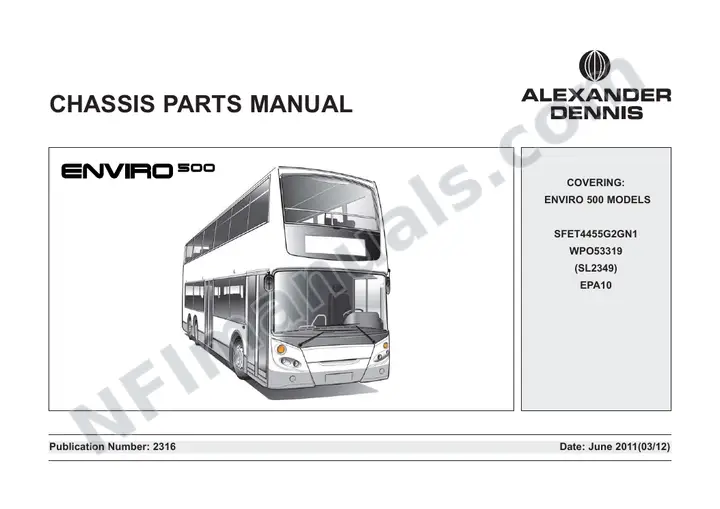 The White Lady, 2316 Chassis Parts Manual first-page preview