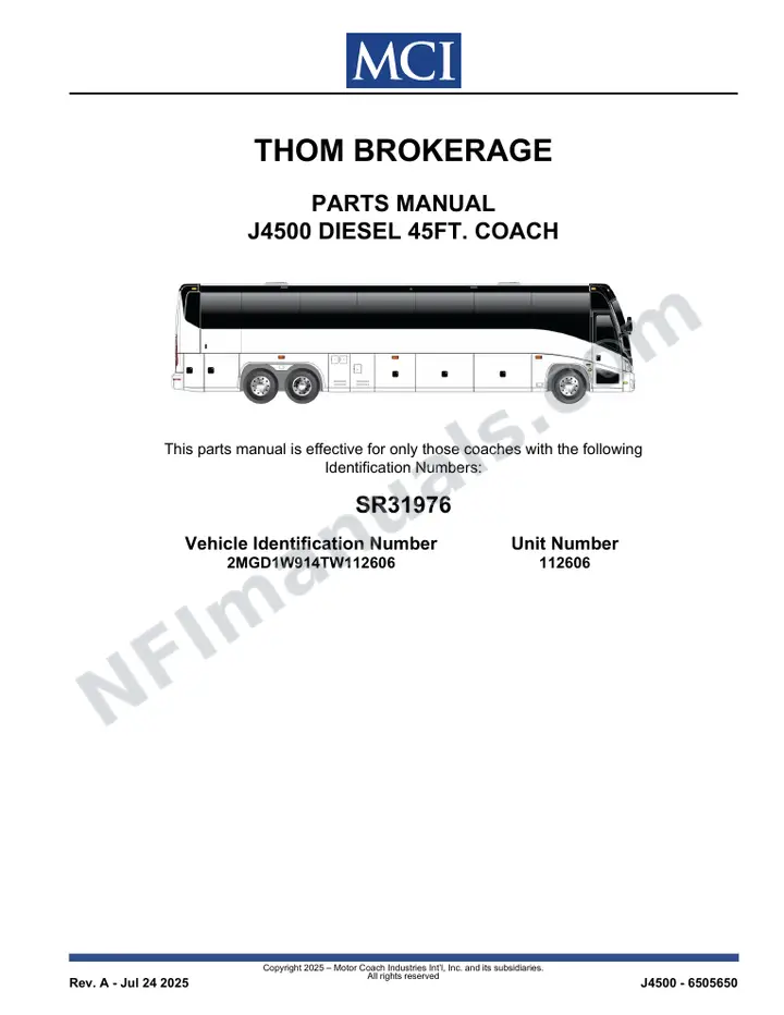 SR31976 Parts Manual, Thom Brokerage first-page preview