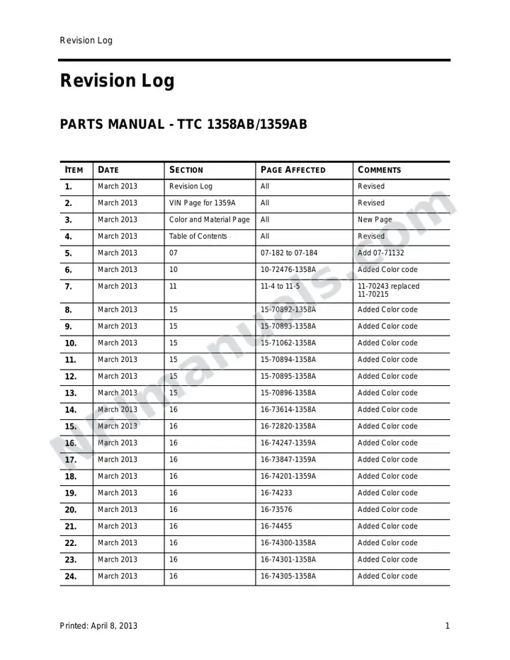 TTC 1358AB & 1359AB Combined Revised March 2013.book first-page preview