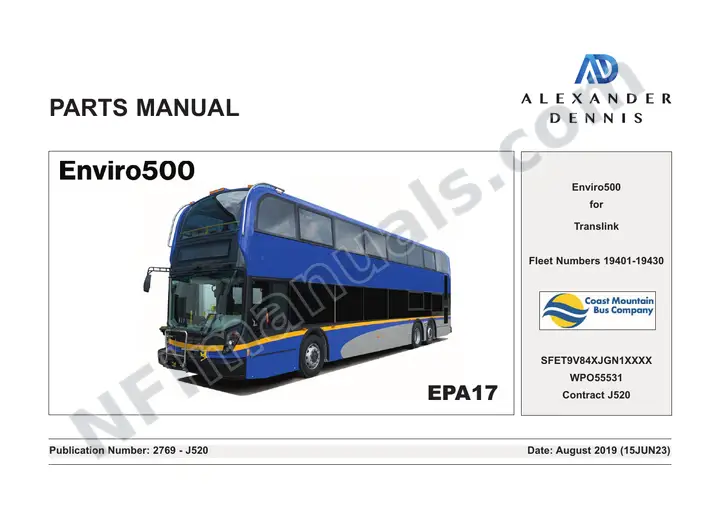 Coast Mountain 2769 - J520 chassis/body parts manual first-page preview