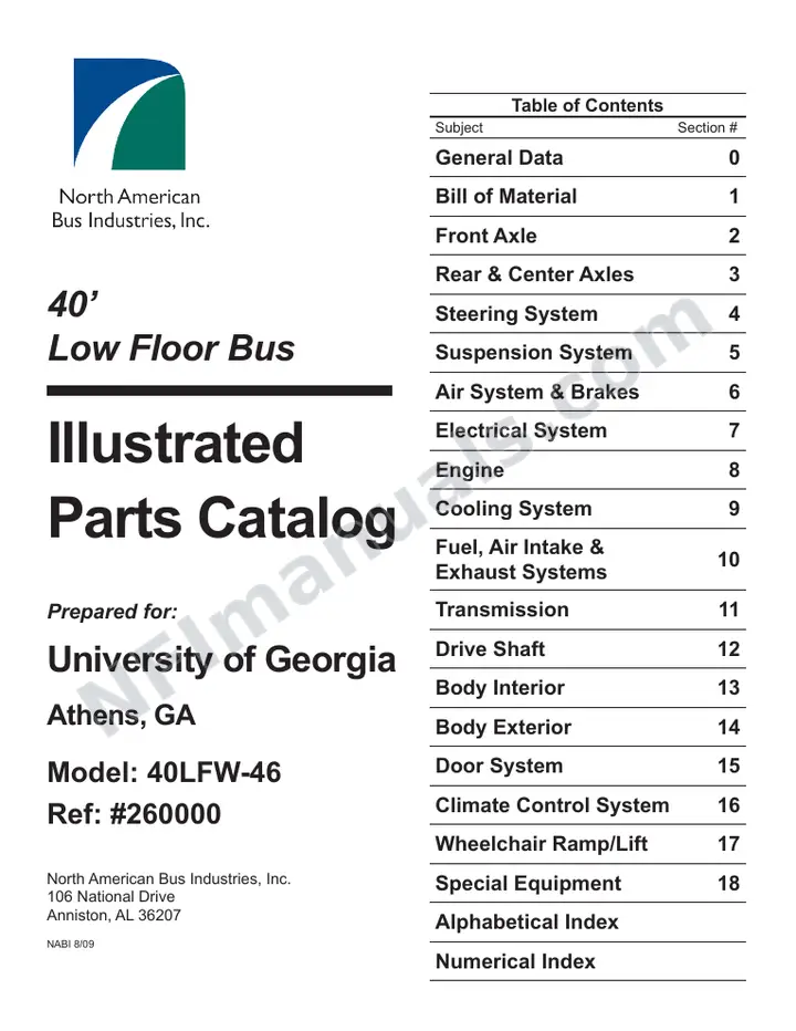 SR9210 (260000) Parts Manual, University of GA first-page preview