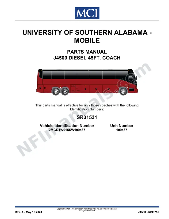 SR31531 Parts Manual, University of Southern Alabama - Mobile first-page preview