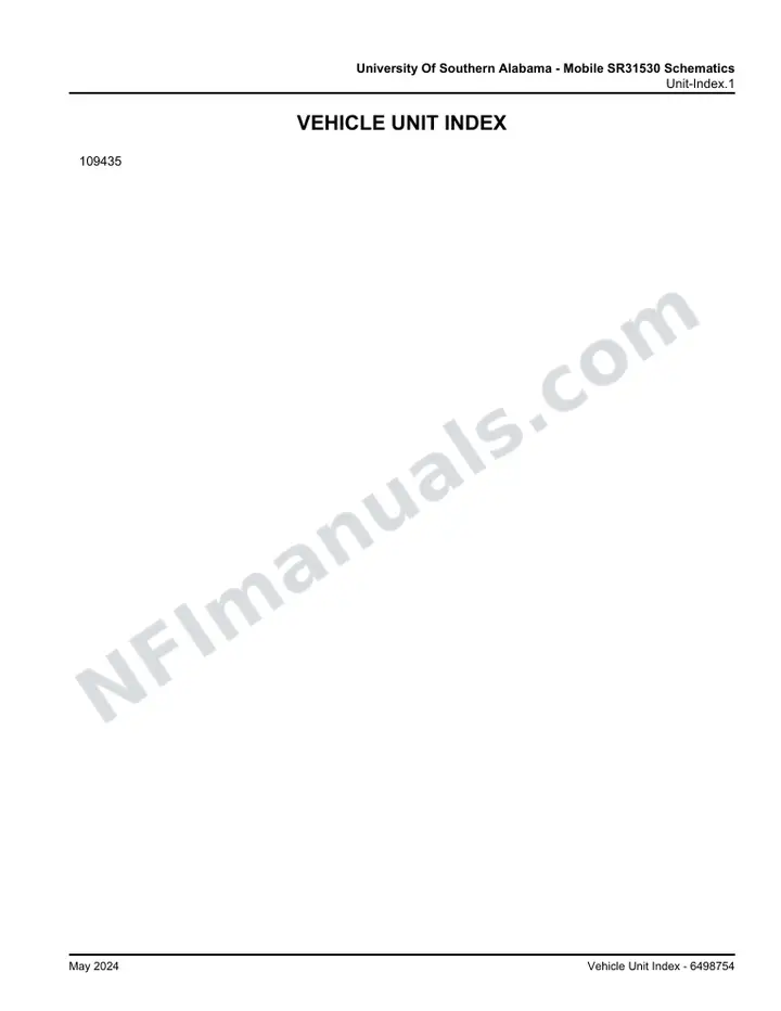 J4500 University Of Southern Alabama - Mobile SR31530 Schematics, 2024 for Unit 109435 first-page preview