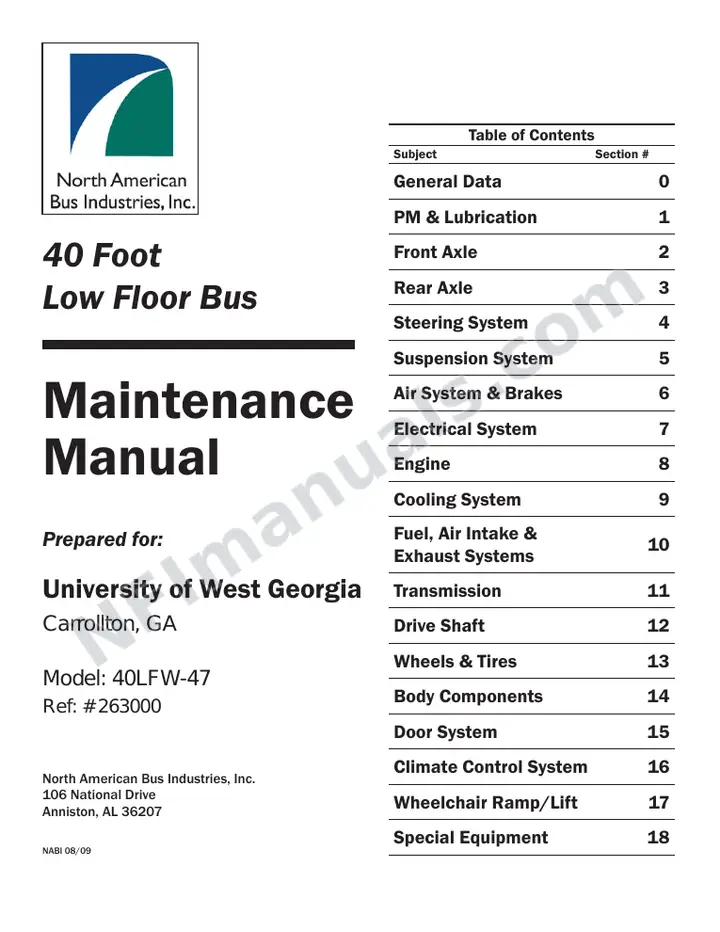 SR9212 (263000) Service Manual, University of West Ga first-page preview