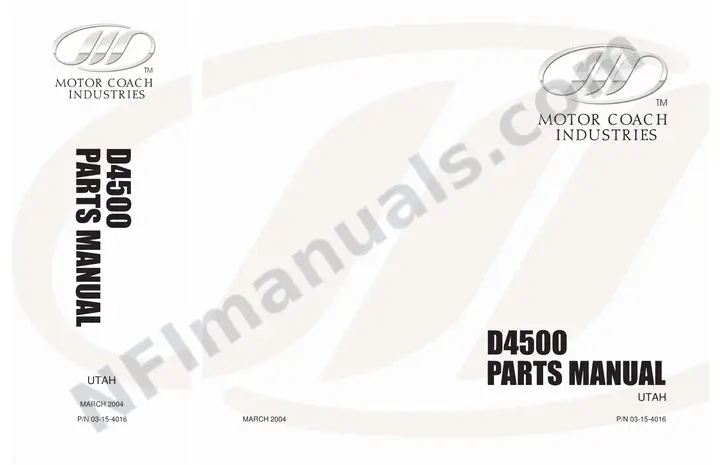 D4500 Parts Manual, Utah 2004 for Units 56314-56328 first-page preview