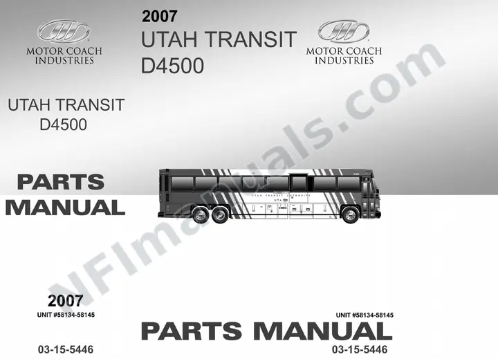 D4500 Parts Manual, Utah 2007 for Units 58134-58145 first-page preview