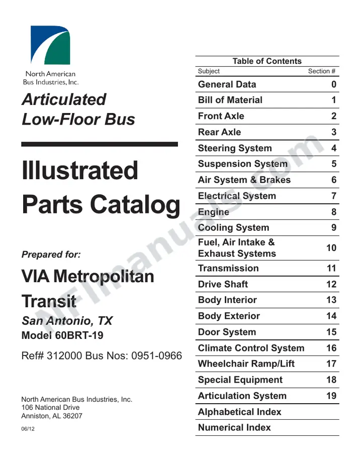 SR9261 (312000) Parts Manual, VIA San Antonio first-page preview