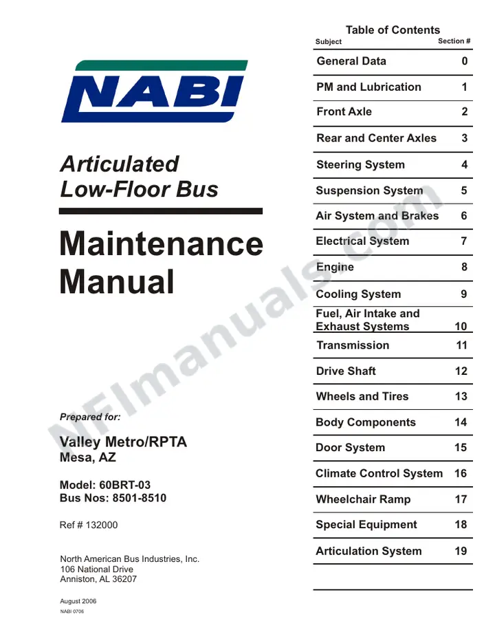 SR9106 (132000) Service Manual, Valley Metro Mesa first-page preview