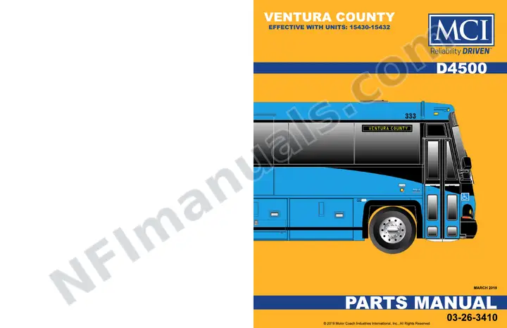D4500 Ventura County Transportation Parts Manual, 2019 for Units 15430-15432 first-page preview