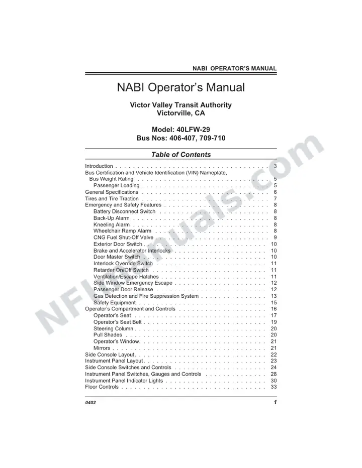 SR9079 (99000) Operator’s Manual, Victor Valley Transit first-page preview