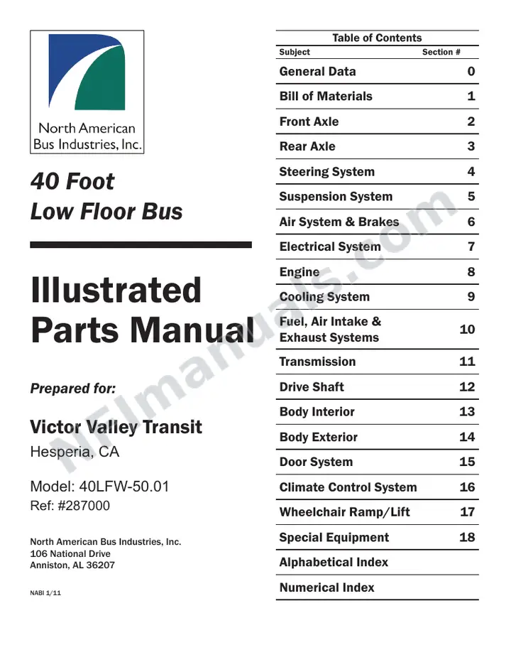 SR9235 (287000) Service Manual, Victor Valley Transit Authority first-page preview