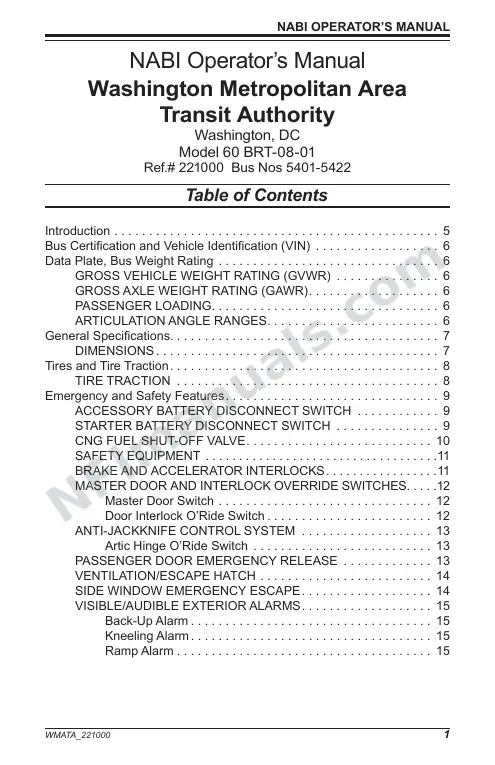 SR9176 (221000) Operator’s Manual, WMATA first-page preview
