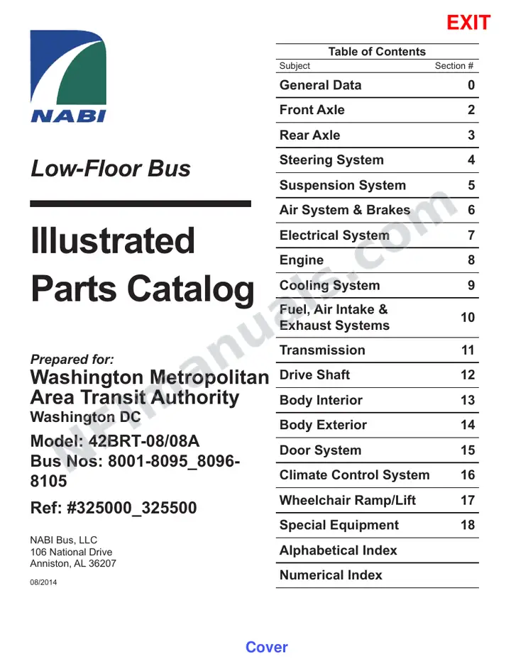 SR9274_SR9275 (325000_325500) Parts Manual, WMATA first-page preview