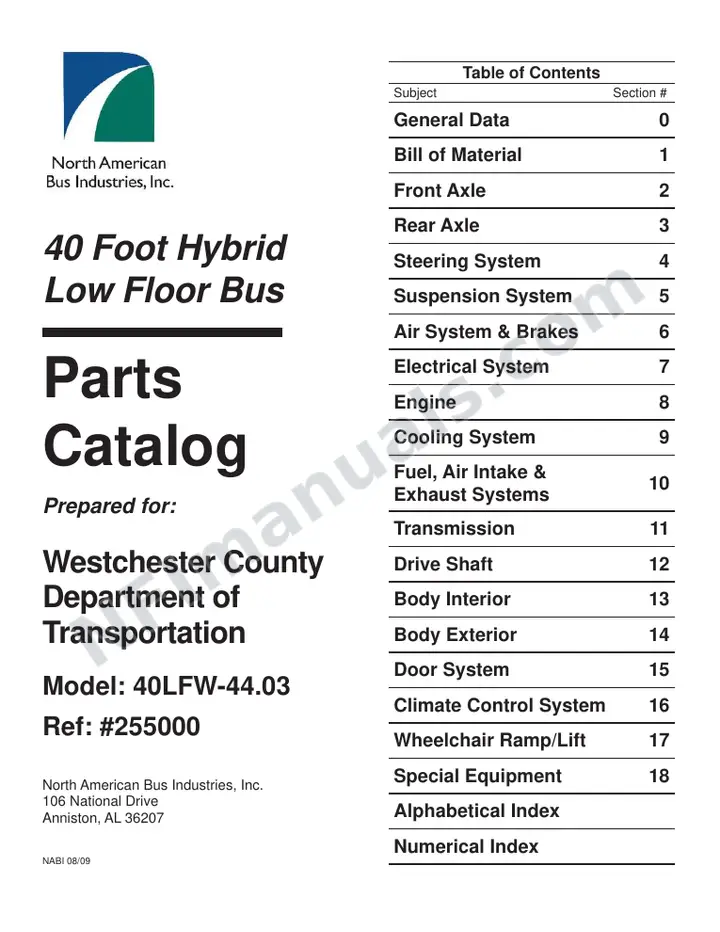SR9205 (255000) Parts Manual, Westchester first-page preview