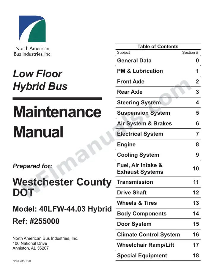 SR9205 (255000) Service Manual, Westchester County Bee Line first-page preview