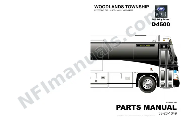 D4500 Woodlands Township Parts Manual 03 26 1049, Effective with VIN Units 14033, 14035 14038 first-page preview