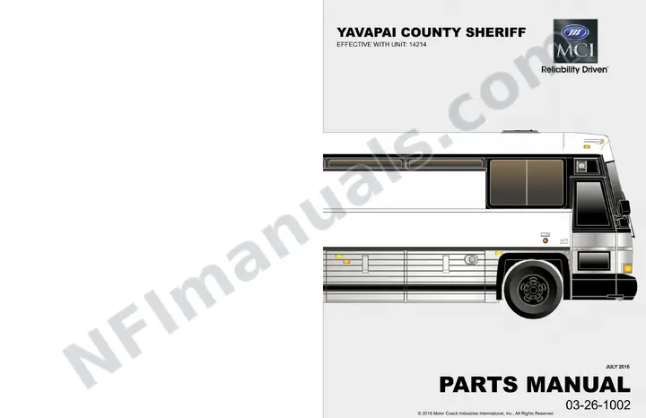D40ISTV Yavapai County Sheriff Parts Manual 03 26 1002, Effective with VIN Unit 14214 first-page preview